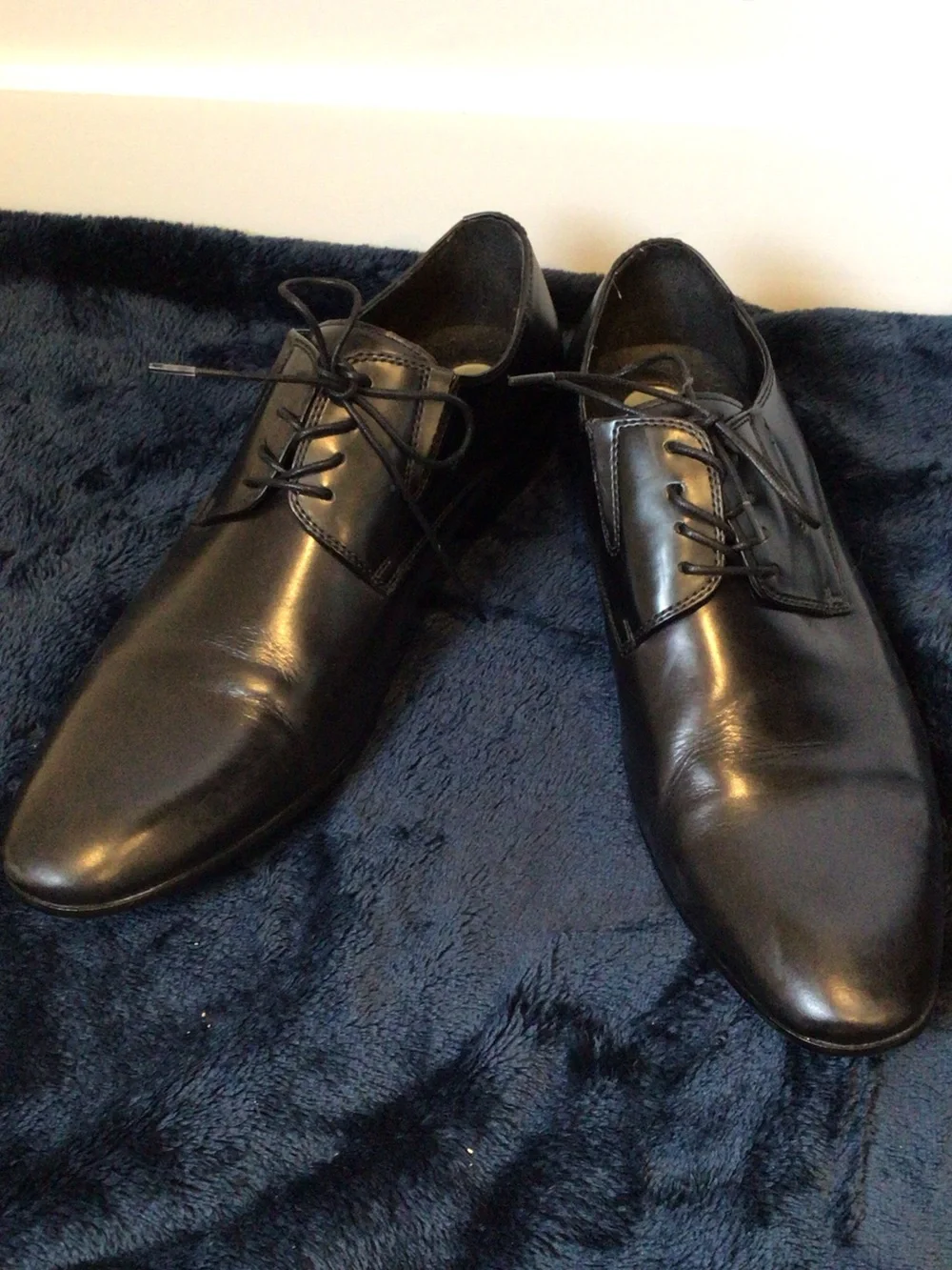 Kenneth Cole Black Leather Lace-Up Oxford Dress Shoes